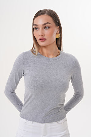 Uzun Kollu Kısa Kadın Bluz Long Fitted UZUNKOL-BLUZ