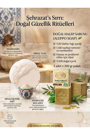 EL YAPIMI DOĞAL ZEYTİN YAĞI VE DEFNE SABUNU 3 ADET + PİRİNÇ SÜTÜ SABUNU (HEDİYE)