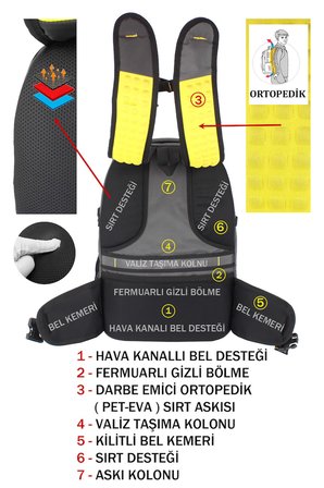 Dada 09 Dağcı Seyahat Günlük Sırt Çantası 60 Litre 17,3 İnç Darbe Emici Koruma Su Geçirmez Kumaş