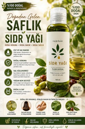 Doğal Sidr Yağı 100 Ml – Saç Bakımı, Cilt Bakımı Ve Nem Desteği