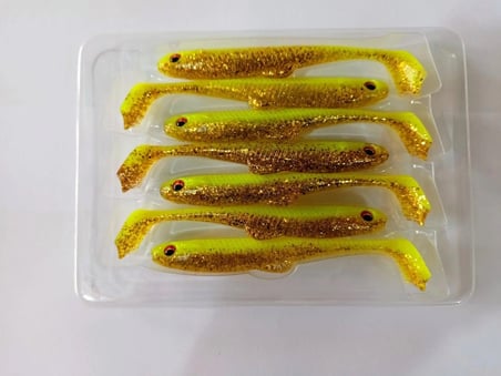Daiwa Flat Junkie Duckfin Shad 3.5" Silikon Yem/7 Adet(Hirame Chart Gold)