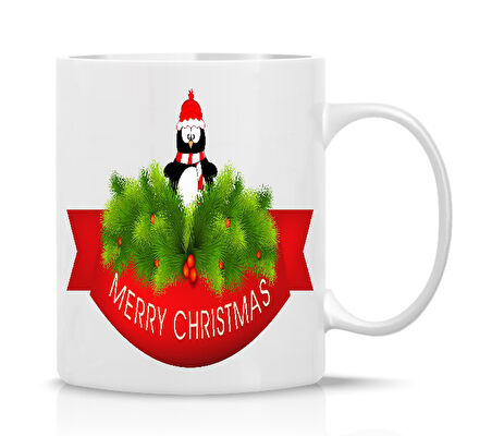 Kişiye Özel Yılbaşı Penguen Merry Christmas Yeni Yıl Kulplu Kupa Bardak era0033