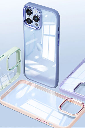 Iphone 13 Pro Max Uyumlu Kristal Bold Serisi Darbeye Dayanıklı Metal Lens Koruma Özel Lüks Kılıf