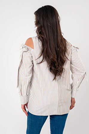 Fiyonk Aksesurlı Omzu Acık Basıc Gömlek GMK16056