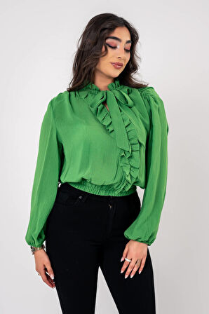 Kol Ve Bel Lastik Bağlama Detaylı Bluz BLZ630