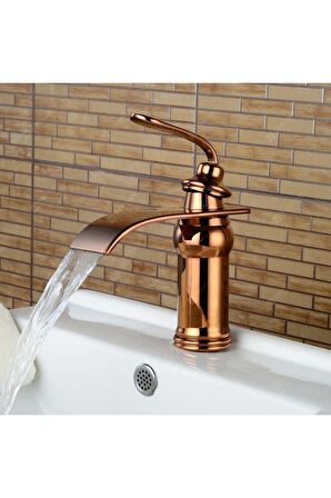 Banyo Lavabo Bataryası Rose Renk Yeni Model Şelale 5 Yıl Garantili