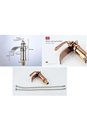 Banyo Lavabo Bataryası Rose Renk Yeni Model Şelale 5 Yıl Garantili