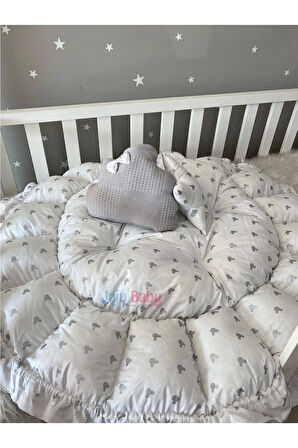 Gri Pike Ve Micky Tasarım Açılır - Kapanır Oyun Minderi Bebek Yuvası Babynest