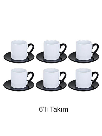 Kişiye Özel Kendin Tasarla 6'lı Siyah Kahve Fincan Takımı