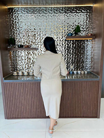 Crop Ceket Cep Detaylı Etek Takım  TKM 08008