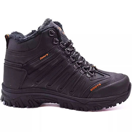 Unisex Trekking Termo Kürklü Outdoor Bot Siyah/Füme