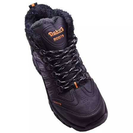 Unisex Trekking Termo Kürklü Outdoor Bot Siyah/Füme