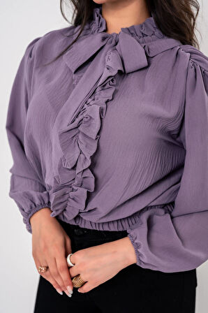 Kol Ve Bel Lastik Bağlama Detaylı Bluz BLZ630