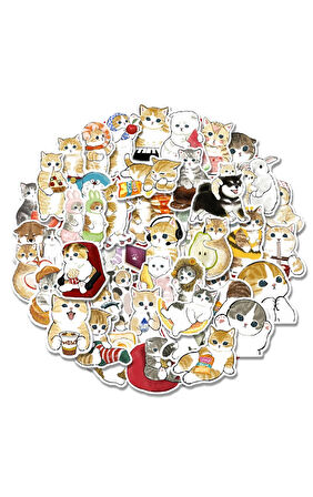 Vintage Sticker 50'li- Kedi Etiket 5-7cm
