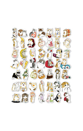 Vintage Sticker 50'li- Kedi Etiket 5-7cm