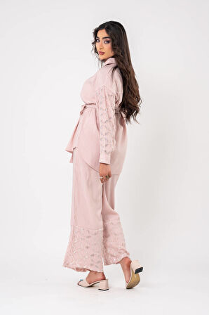 Kemer Aksesurlı Yıpratma Detaylı Ceket Pantolon Takım TKM16051