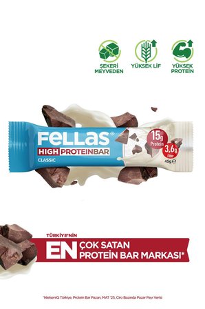 Yüksek Protein Bar - Klasik Sade 45g X 12 Adet