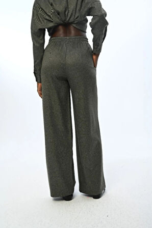 KADIN BELİ LASTİKLİ BOL PAÇA DÜZ RENK PANTOLON