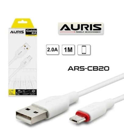 Auris Micro USB Şarj ve Data Kablosu 2.0A 1 Metre Hızlı Şarj Veri Aktarım Kablosu Android Uyumlu