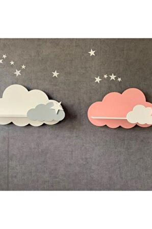 2'li Beyaz-pembe Kombinli Bulut Raf