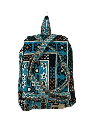 Kilim Desenli El Yapımı Sırt Çantası – Etnik Tasarım, Dayanıklı ve Katlanabilir