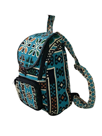 Kilim Desenli El Yapımı Sırt Çantası – Etnik Tasarım, Dayanıklı ve Katlanabilir