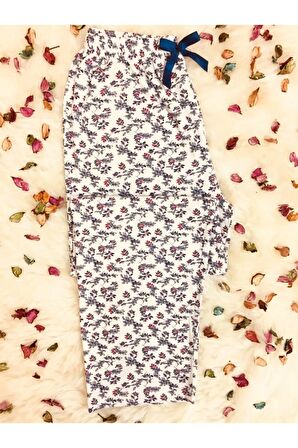 Çiçek Motifli Cepsiz Viskon Yazlık Kadın Pijama Altı
