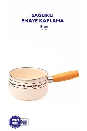 Mood Ahşap Saplı Emaye Haşlama Tavası 18cm (2,2 LİTRE)