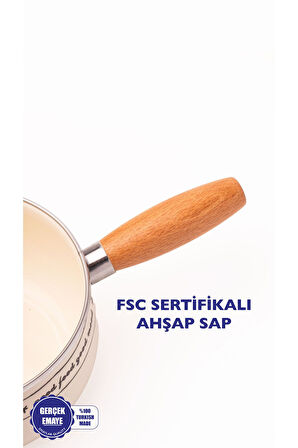 Mood Ahşap Saplı Emaye Haşlama Tavası 18cm (2,2 LİTRE)