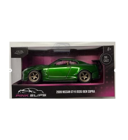 JADA Pink Slips - 2009 Nissan Gt-R (R35) Green Ben Sopra 1/32 Dikkat Uzunluk 15 cm