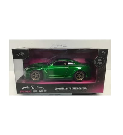 JADA Pink Slips - 2009 Nissan Gt-R (R35) Green Ben Sopra 1/32 Dikkat Uzunluk 15 cm