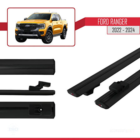 Ford Ranger (P703) 2022-2024 Arası ile Uyumlu BASIC Model Ara Atkı Tavan Barı Siyah 2 Adet