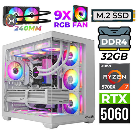 Xaser Nova X60 Ryzen 7 5700X 32GB Ram 2TB M.2 NVMe SSD 8GB RTX5060 Sıvı Soğutmalı Oyuncu Tavsiye sistem