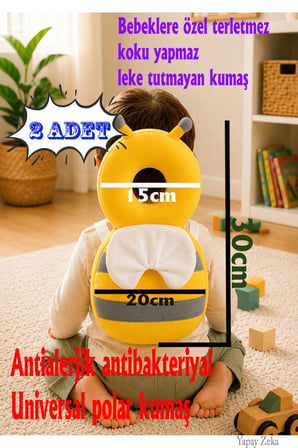 Teknor Bebek Baş Koruma Yastığı Arı Modeli Ve İlk Adımlar İçin Düşme Önleyici Sırt Koruyucu Sarı-gri 2 Adet