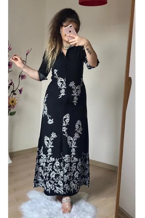 Damla Desen Gömlek Elbise Siyah