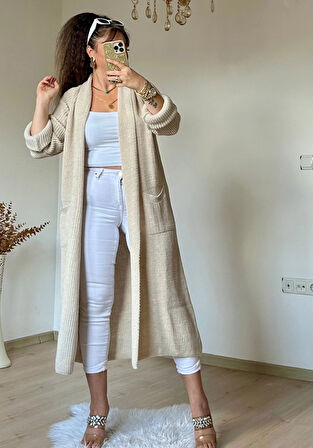 Uzun Salaş Hırka Bej