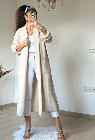 Uzun Salaş Hırka Bej