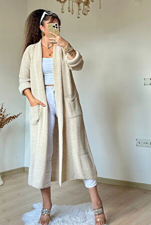 Uzun Salaş Hırka Bej