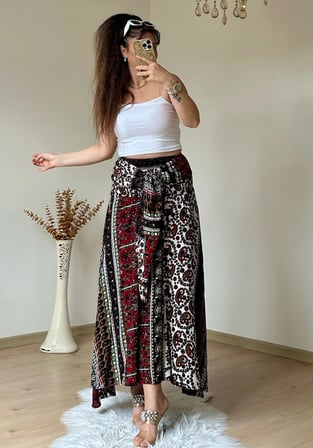 Kilim Desen Etek Yeşil Tonlu