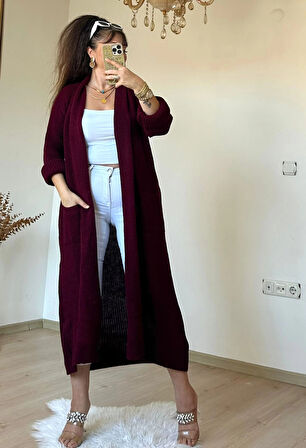 Uzun Salaş Hırka Bordo