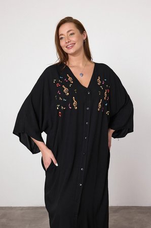 Nota Nakış İşlemeli Maxi Boy Elbise