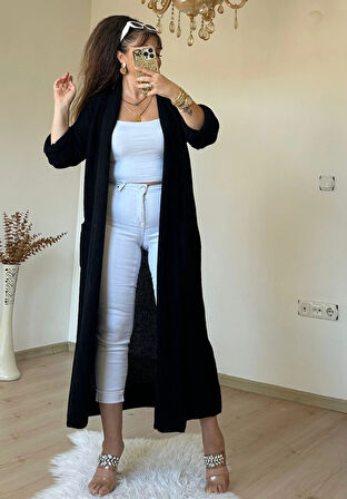 Uzun Salaş Hırka Siyah