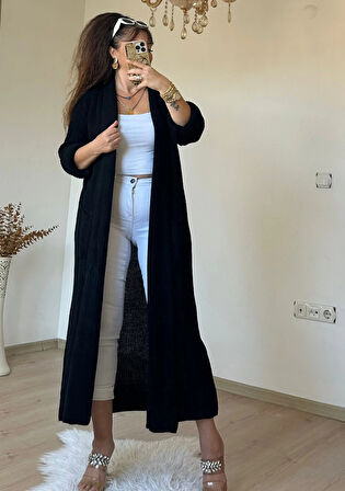 Uzun Salaş Hırka Siyah