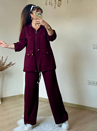 Fermuarlı Spor Takım Bordo