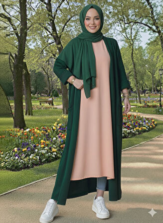 Uzun Salaş Hırka Zümrüt Yeşili