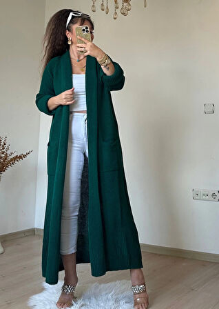 Uzun Salaş Hırka Zümrüt Yeşili