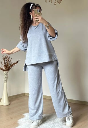 Yan Yırtmaçlı Spor Takım Gri