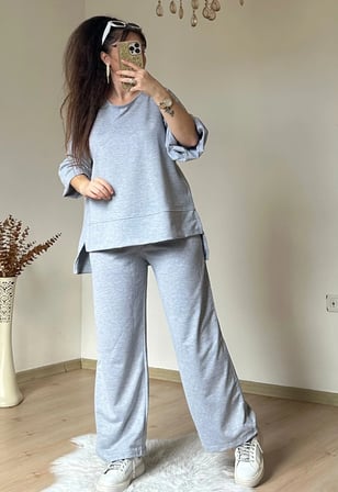 Yan Yırtmaçlı Spor Takım Gri