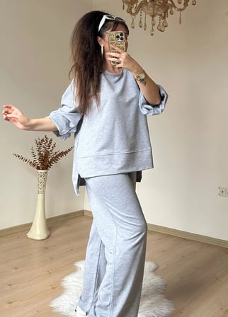 Yan Yırtmaçlı Spor Takım Gri