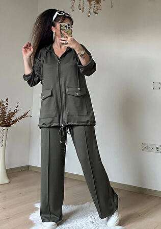 Fermuarlı Spor Takım Haki